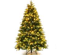Costway 6FT Pre-Lit Artificial Christmas Tree Snowy Xmas Tree 350 LED 11 Lighting Modes in Green COSTWAY Green
