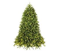 COSTWAY 6FT Pre-lit Christmas Tree, Artificial Green Xmas Trees with 650 LED Lights, 8 Lighting Modes, Foldable Metal Stand, Christmas Holiday Decor for Home Office (180 cm)