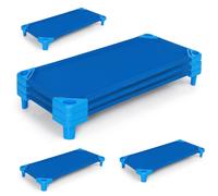 Costway 6PCS Stackable Naptime Cot Toddler Daycare Rest Mat Preschool Cot Bed in Blue | Size: Single COSTWAY Blue Single