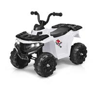 Costway 6V Electric Ride on Car Battery Powered Quad Bike ATV Vehicle Toy W/ Headlight in White COSTWAY White