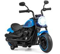 COSTWAY 6V Kids Electric Motorbike, Ride on Motorcycle with Headlight, Training Wheels, High/Low Speed, Battery Powered Vehicle Toy for 18+ Months (Blue)