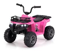 COSTWAY 6V Kids Electric Ride on ATV Car, Battery Powered Quad Bike with One-Button Start, LED Lights, MP3, Storage Basket, 4 Wheels Vehicle Toy for 2-5 Years Old Boys Girls (Pink)