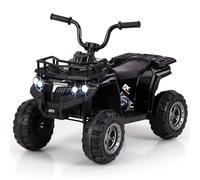 COSTWAY 6V Kids Electric Ride on ATV Car, Battery Powered Quad Bike with One-Button Start, LED Lights, MP3, Storage Basket, 4 Wheels Vehicle Toy for 2-5 Years Old Boys Girls (Black)