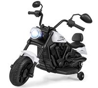COSTWAY 6V Kids Motorbike, Electric Ride on Motorcycle with Headlight, Music, Training Wheels, Battery Powered Vehicle Toy for 3+ Years Old Boys Girls (White)