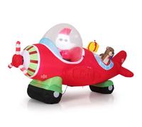 Costway 7.2 Ft Animated Inflatable Santa On Plane Pre-Lit Blow Up Yard Decoration