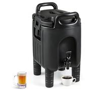 COSTWAY 7.6L/10L Insulated Beverage Dispenser, Hot & Cold Drinks Server Container with Handles & Two-Stage Faucet, Commercial Coffee Tea Iced Thermal Dispenser for Home Party Restaurant (10L)
