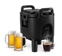 COSTWAY 7.6L/10L Insulated Beverage Dispenser, Hot & Cold Drinks Server Container with Handles & Two-Stage Faucet, Commercial Coffee Tea Iced Thermal Dispenser for Home Party Restaurant (7.6L)