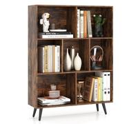 Costway 7-Cube Bookcase Mid Century Modern Storage Organizer in Brown COSTWAY Brown