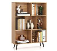 Costway 7-Cube Bookcase Mid Century Modern Storage Organizer in Natural COSTWAY Natural