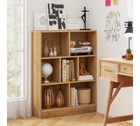 Costway 7-Cube Bookshelf 3-Tier Cubby Storage Organizer Wooden Cube Bookcase