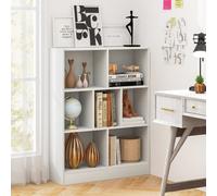 Costway 7-Cube Bookshelf 3-Tier Cubby Storage Organizer Wooden Cube Bookcase