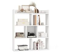 Costway 7 Cubes Open back Bookshelf Home Storage Display Shelf Wooden Bookcase in White COSTWAY White