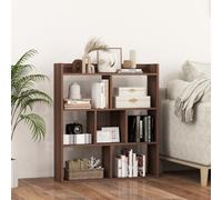 Costway 7 Cubes Open-Back Bookshelf Home Storage Shelf Wooden Bookcase-Walnut