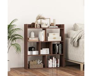 Costway 7 Cubes Open-Back Bookshelf Home Storage Shelf Wooden Bookcase-Walnut