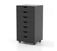Costway 7-Drawer Storage Cabinet Mobile File Organizer Filing Dresser Chest in Black COSTWAY Black