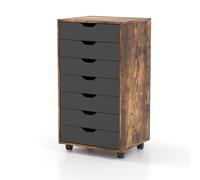 Costway 7-Drawer Storage Cabinet Mobile File Organizer Filing Dresser Chest in Brown COSTWAY Brown