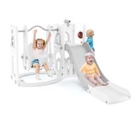 Costway 7 In 1 L-Shaped Toddle Swing And Slide Set Freestanding Toddler Slide Playset