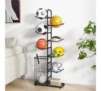 Costway 7-Tier Basketball Ball Storage Rack Sports Equipment Display Organizer