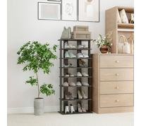 Costway 7-tier Double Shoe Storage Tower Organiser Unit Display Shelf in Grey COSTWAY Grey