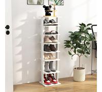 Costway 7-Tier Shoe Rack Hallway Shoe Storage Organizer Stand Bathroom Dispaly Shelf in White COSTWAY White