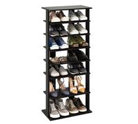 Costway 7 Tiers Double Shoe Rack Entryway Tall Display Shelf Vertical Corner Shoe Stand Shelf for 14 in Black COSTWAY Black