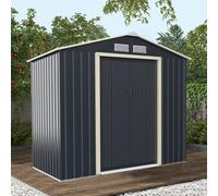 Costway 7 X 4Ft Metal Garden Storage Shed Outdoor Galvanized Bike Shed Tool Storage House W/ Sliding Door