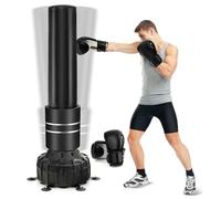 COSTWAY 71 Inch Freestanding Punching Bag, Heavy Boxing Bag with Gloves, 25 Suction Cups and Filling Base, Shock Absorber, Kickboxing MMA Punch Bags for Adult Youth Men Women