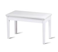 Costway 75cm PU Leather Piano Bench Double Duet Seat Padded Vanity Stool with Storage in White COSTWAY White