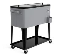 Costway 76L Rolling Cooler Cart Portable Cooler Ice Chest on Wheels in Silver COSTWAY Silver