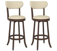 Costway 77Cm Counter Height Chairs Set Of 2 Swivel High Bar Stool-Brown