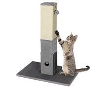 COSTWAY 79cm Tall Cat Scratching Post, Natural Sisal Pole Cat Claw Scratcher with Dangling Toys, Massage Brush and Carpet Base, Kitten Scratch Posts