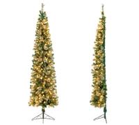 Costway 7Ft Half Christmas Tree Holiday Decoration Tree 403 Pvc Branch Tips & Led Lights
