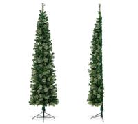 Costway 7FT Half Christmas Tree with 403 Branch Tips & 150 Lights in Green COSTWAY Green