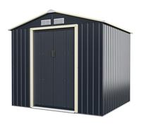Costway 7x4ft Metal Storage Shed & Extension Kit Lockable Tool Storage House in Grey COSTWAY Grey