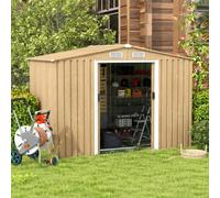 Costway 8.5 X 6.5 Ft Metal Garden Shed Galvanized Steel Outdoor Storage House With Floor Base