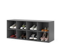 Costway 8-Cube Shoe Bench Entryway Shoe Rack Cabinet W/ 8 Storage Cubbies in Grey COSTWAY Grey