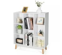 Costway 8-Cube Storage Bookcase Wooden Bookshelf Side Cabinet Freestanding Display Rack in White COSTWAY White