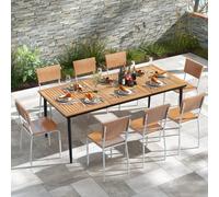 Costway 8-Person Patio Table 200 X 90Cm Outdoor Dining Table W/5Cm Umbrella Hole