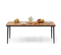 Costway 8-Person Patio Table 200 x 90cm Outdoor Dining Table w/5cm Umbrella Hole in Natural | Size: 200 x 90 cm COSTWAY Natural 200 x 90 cm