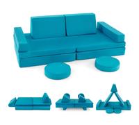 Costway 8-Piece Kids Play Couch Sofa Modular Convertible Foam Playset in Green COSTWAY Green