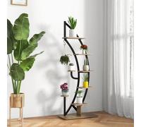 Costway 8-Tier Tall Wooden Plant Stand Rack Curved Half Moon Shape Ladder Planter Shelf