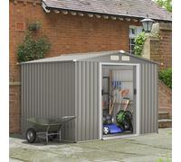 Costway 8 X 6 Ft Outdoor Storage Shed Galvanized Steel Shed W/ Foundation & Ramp