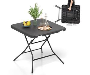 Costway 80 Cm Square Folding Picnic Table 4-Person Patio Dining Table-Black