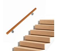 Costway 80 Cm Stair Railing Indoor Beech Wood Staircase Handrail With Stainless Steel Wall Brackets