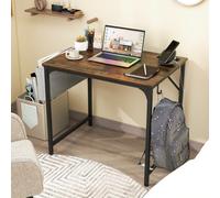 Costway 80 X 60 Cm Computer Desk Home Office Desk W/ Charging Station-Brown
