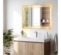Costway 80 x 60 CM LED Bathroom Mirror Wall Mounted Mirror w/3-Color Lights in Silver COSTWAY Silver 80 x 60 CM