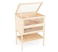 Costway 80Cm Freestanding Hamster Cage Wooden Hamster Habitat Playpen-Natural