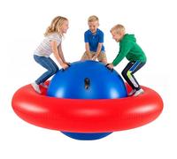 COSTWAY 88'' Inflatable Dome Climbing Rocker, Kids Teeter Totter Seesaw with 6 Handles, Blow Up Giant Rocking Bouncer Ball for Indoor Outdoor (Red+Blue)