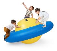 COSTWAY 88'' Inflatable Dome Climbing Rocker, Kids Teeter Totter Seesaw with 6 Handles, Blow Up Giant Rocking Bouncer Ball for Indoor Outdoor