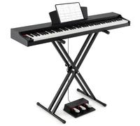 COSTWAY 88 Key Digital Piano, Full Size Semi-weighted Electric Keyboard with Adjustable Stand, Triple Pedals, Dual Speakers, for Beginners, Kids, Adults (Black)
